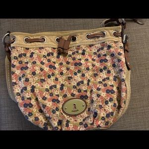 Fossil Floral/Canvas Bucket Bag